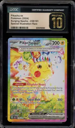 Pokemon Pikachu ex Surging Sparks Special Illustration Rare #238 CGC 10 Pristine - Image 1
