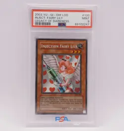 YuGiOh Injection Fairy Lily LOD-100 Secret Rare PSA 9 Mint - Image 1