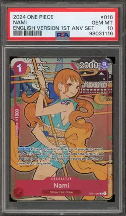 One Piece CCG Nami 1st Anniversary Set English OP01-016 PSA 10 Gem Mint - Image 1