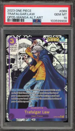 One Piece CCG Trafalgar Law Manga Alternate Art OP05-069 PSA 10 Gem Mint - Image 1