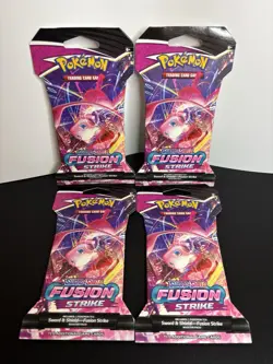 Lot Of 4 Sleeved Fusion Booster Strike Pokemon Cards Sealed New - Image 1