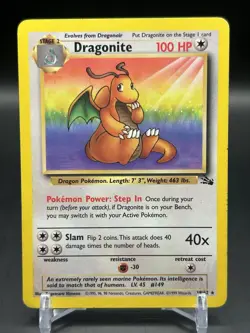 Dragonite 19/62 Fossil Non Holo Base Set Pokemon Card Vintage 1999 LP/MP - Image 1