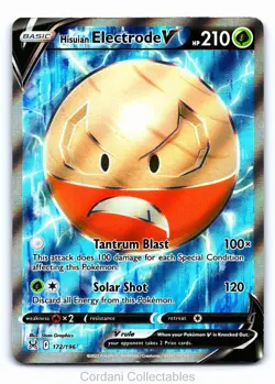 Hisuian Electrode V 172/196 - Lost Origin - Pokemon Card - Near Mint - Image 1