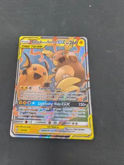 (110015) RAICHU & ALOLAN RAICHU GX 54/236 Pokemon Sun Moon Unified Minds Card - Image 1