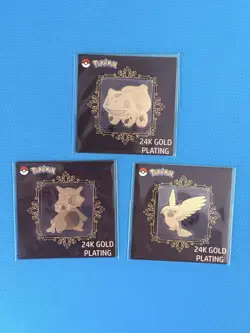 Pokemon Cubone Bulbasaur Pidgey 24K Gold Plated Sticker Korean Striking Candy - Image 1