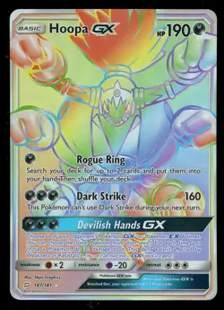Pokemon Hoopa GX 187/181 Sun & Moon Team Up Rainbow Secret Rare Near Mint - Image 1