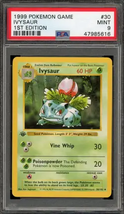 Pokemon Ivysaur Base Set Shadowless 1st Edition #30 PSA 9 Mint - Image 1