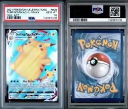 Surfing Pikachu VMAX 009/025 Full Art Holo Pokemon 2021 Celebrations PSA 10 GEM - Image 3