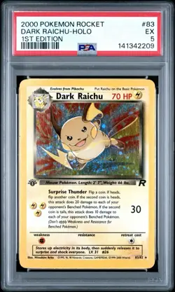 Dark Raichu 83/82 2000 Pokemon Team Rocket Holo 1st edition PSA 5 - Image 1