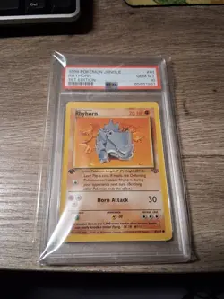 1999 Pokemon PSA 10 GEM MINT Jungle Set CARD 61 RHYHORN 1ST EDITION - Image 1
