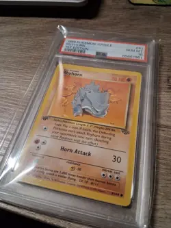 1999 Pokemon PSA 10 GEM MINT Jungle Set CARD 61 RHYHORN 1ST EDITION - Image 2