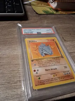 1999 Pokemon PSA 10 GEM MINT Jungle Set CARD 61 RHYHORN 1ST EDITION - Image 3