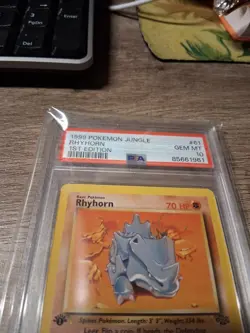 1999 Pokemon PSA 10 GEM MINT Jungle Set CARD 61 RHYHORN 1ST EDITION - Image 4