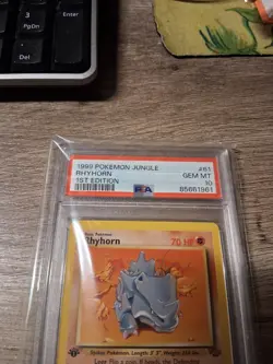 1999 Pokemon PSA 10 GEM MINT Jungle Set CARD 61 RHYHORN 1ST EDITION - Image 5