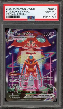 Pokemon Deoxys VMAX Crown Zenith Galarian Gallery Full Art #GG45 PSA 10 Gem Mint - Image 1
