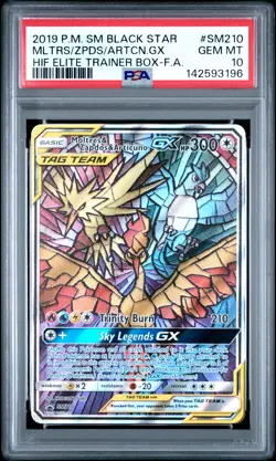 2019 POKEMON SM BLACK STAR PROMO FULL ART/MOLTRES & ZAPDOS & ARTICUNO GX PSA 10 - Image 1