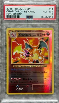 2016 Pokemon XY Evolutions - Charizard 11/108 Reverse Holo -PSA 8 - Image 1