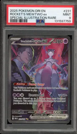 Pokemon Team Rocket's Mewtwo ex Destined Rivals SIR #231 PSA 9 Mint - Image 1