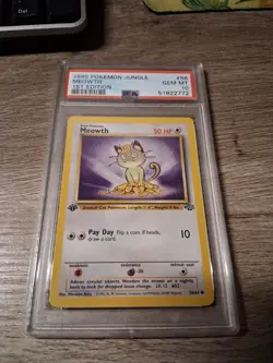 Meowth 1999 Pokemon Jungle 1st Edition #56 PSA 10 Gem Mint - Image 1