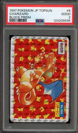 Pokemon Topsun Charizard Japanese Block Prism #006 PSA 2 - Image 1