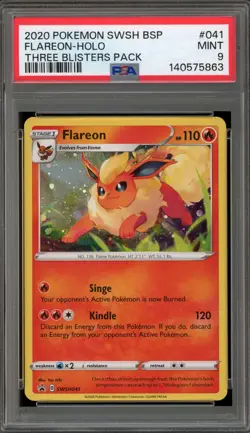 Pokemon Flareon 3 Pk. Blister Black Star Holo Promo SWSH041 PSA 9 Mint - Image 1