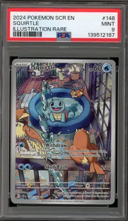 Pokemon Squirtle Stellar Crown Illustration Rare #148 PSA 9 Mint - Image 1
