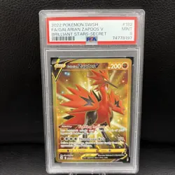 POKEMON 2022 Brilliant Stars Secret Rare FA GALARIAN ZAPDOS #182 PSA 9 Mint - Image 1