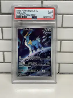 Pokemon TCG Cobalion Illustration Rare Black Bolt 2025 #144 PSA 9 - Image 1