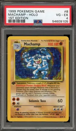 Pokemon Machamp Base Set 1st Edition Holo Rare #8 PSA 4 - Image 1