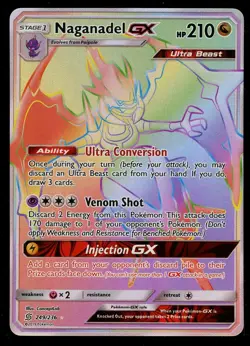 Pokemon Naganadel GX 249/236 Sun & Moon Unified Minds Rainbow Rare Near Mint - Image 1
