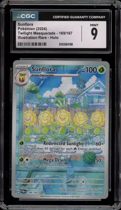 Pokemon Sunflora Twilight Masquerade Illustration Rare #169 CGC 9 Mint - Image 1