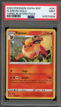 Pokemon Flareon 3 Pk. Blister Black Star Holo Promo SWSH041 PSA 9 Mint - Image 1