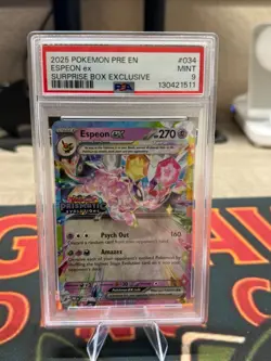 2025 POKEMON PRE EN-PRISMATIC EVOLUTIONS SURPRISE BOX EXCLUSIVE ESPEON EX PSA 9 - Image 1