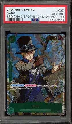 One Piece CCG Sabo 3rd ANV Brothers Pk. Winner OP09-029 PSA 10 Gem Mint - Image 1