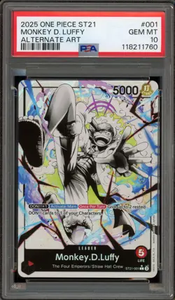 One Piece CCG Monkey.D.Luffy Alternate Art ST21-001 PSA 10 Gem Mint - Image 1