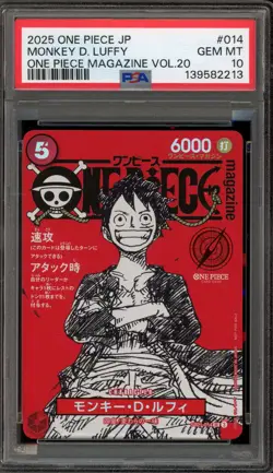 One Piece CCG Monkey.D.Luffy One Piece Magazine Vol. 20 Japanese ST21-014 PSA 10 - Image 1
