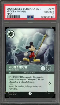 Disney Lorcana Mickey Mouse Standard Bearer Fabled Epic #221 PSA 10 Gem Mint - Image 1