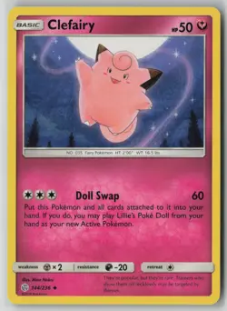 Clefairy 144/236 Pokemon Cosmic Eclipse Uncommon Near Mint Card (NM) 8 - Image 1