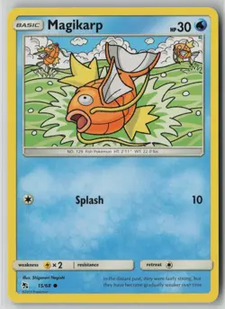 Magikarp 15/68 Pokemon Hidden Fates Common Moderately Played Card (MP) - Image 1