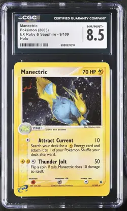 CGC 8.5 Manectric 2003 EX Ruby & Sapphire 9/109 Holo Pokemon Card - Image 1