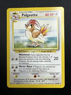 Pidgeotto 022/102 Base Set Regular 1999 Vintage Pokemon Card LP/NM - Image 1