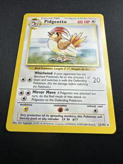 Pidgeotto 022/102 Base Set Regular 1999 Vintage Pokemon Card LP/NM - Image 4