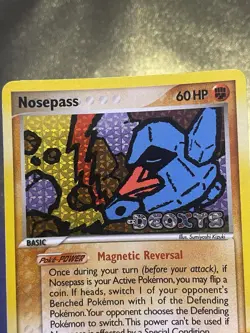 Vintage 2005 Pokemon Card Nosepass 42/107 Reverse Holo Multi-pattern Deoxys TCG - Image 1