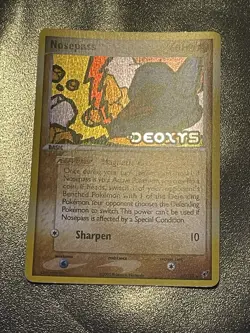 Vintage 2005 Pokemon Card Nosepass 42/107 Reverse Holo Multi-pattern Deoxys TCG - Image 2