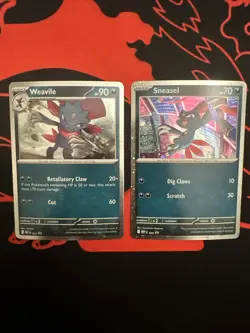 Sneasel & Weavile - Cosmos Holo Promo Pokemon Cards MEP 020 & 021 - Image 1
