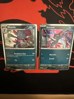 Sneasel & Weavile - Cosmos Holo Promo Pokemon Cards MEP 020 & 021 - Image 2