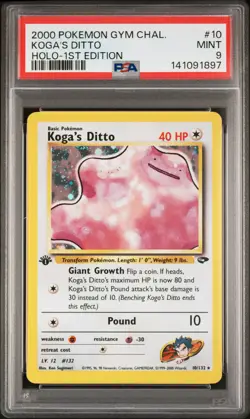 2000 POKEMON GYM CHALLENGE HOLO-1ST ED #10 KOGA'S DITTO PSA 9 - Image 1
