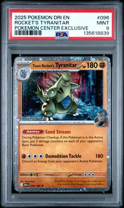 2025 POKEMON DRI EN-DESTINED RIVALS #096 TEAM ROCKET'S TYRANITAR PSA 9 - Image 1
