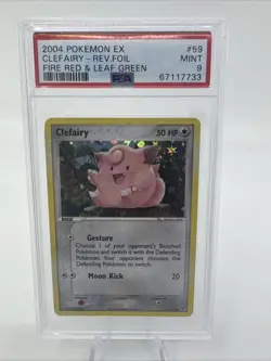 Pokemon PSA 9 MINT Clefairy 59/112 EX FireRed & LeafGreen Reverse Holofoil 2004 - Image 1
