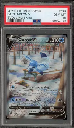 Pokemon Glaceon V Evolving Skies Full Alt Art #175 PSA 10 Gem Mint - Image 1